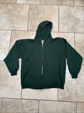 Hanes Men's Dark Green Full-Zip Hooded Sweatshirt
